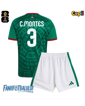 Mexic Cesar Montes #3 Echipament de Fotbal Replică Mondial 2026 Copii Acasa (+ Șorturi)
